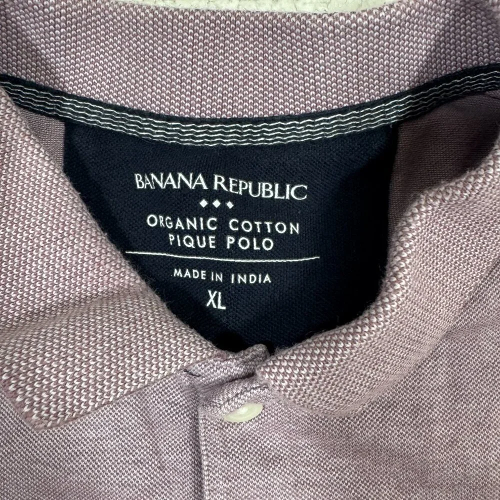 Banana Republic Organic Cotton Pique Polo Shirt Mens XL Purple Preppy Causal Dad
